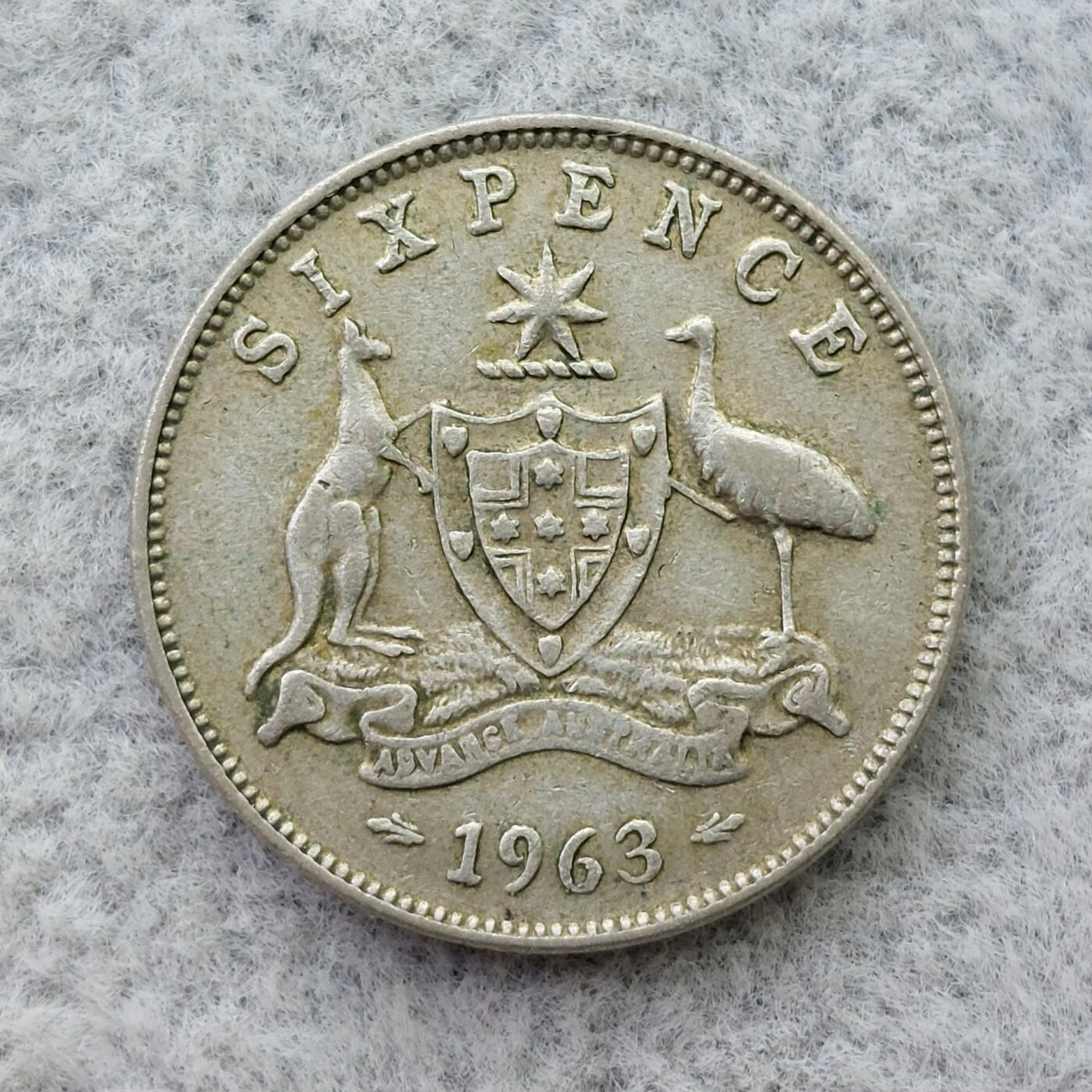 澳大利亚1963年伊丽莎白二世6便士银币