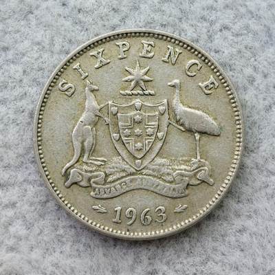澳大利亚1963年伊丽莎白二世6便士银币 - 澳大利亚1963年伊丽莎白二世6便士银币
