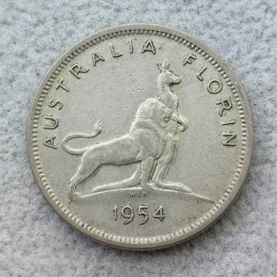 澳大利亚1954年皇室访问1佛罗林（2先令）纪念银币 - 澳大利亚1954年皇室访问1佛罗林（2先令）纪念银币