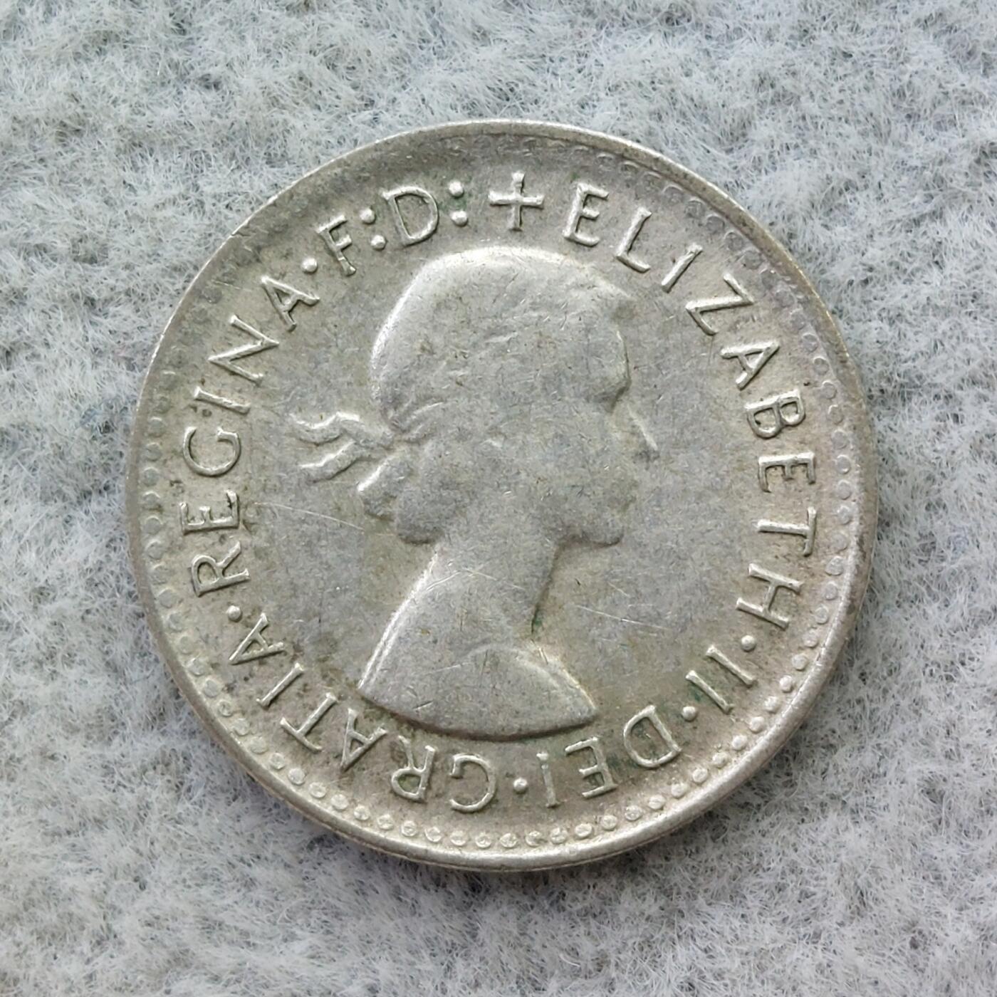 澳大利亚1961年伊丽莎白二世3便士银币