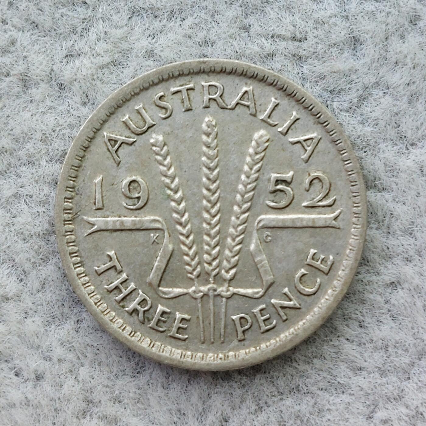 澳大利亚1952年乔治六世3便士银币