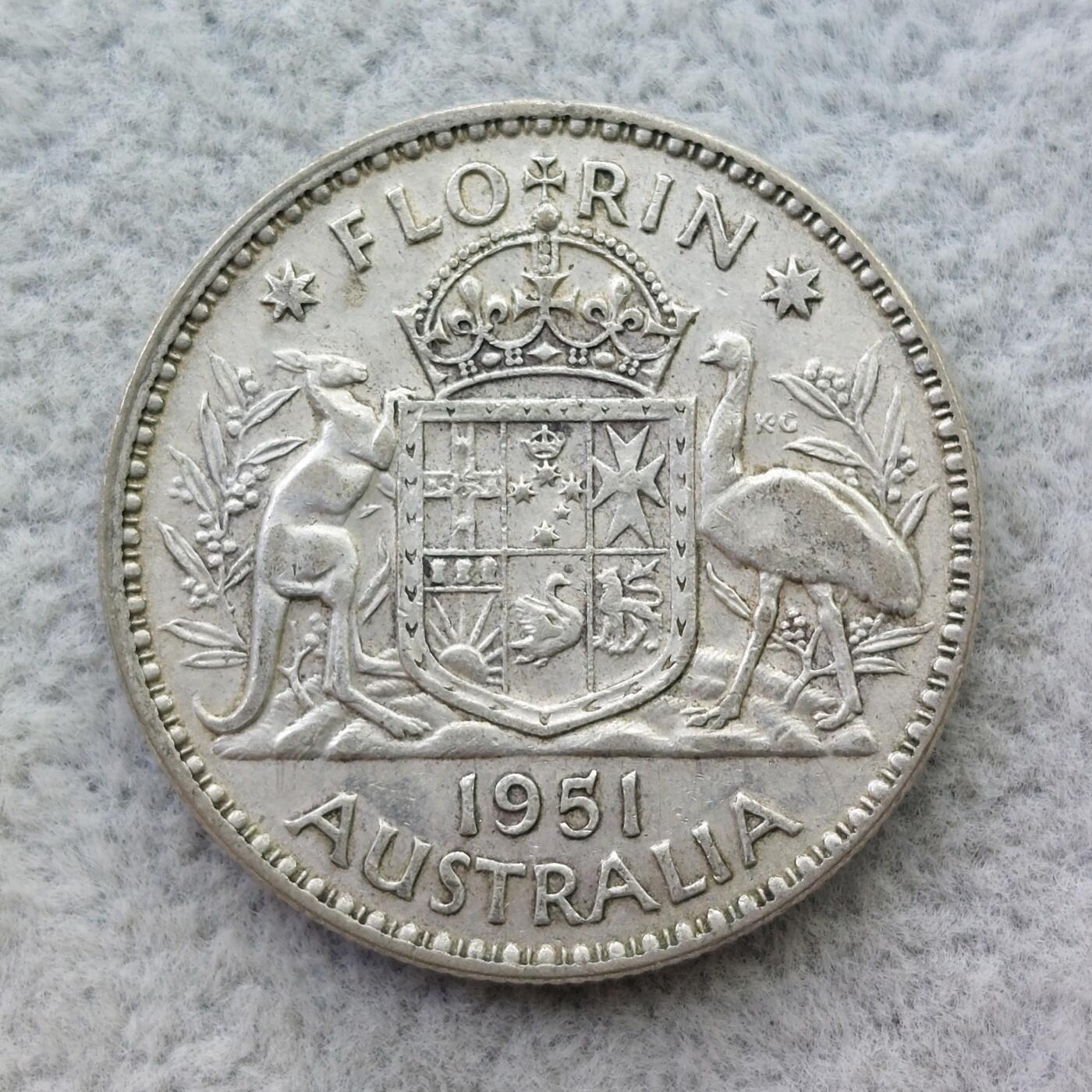 澳大利亚1951年乔治六世1佛罗林（2先令）银币