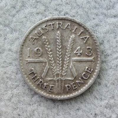 澳大利亚1943年乔治六世3便士银币 - 澳大利亚1943年乔治六世3便士银币