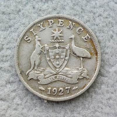 澳大利亚1927年乔治五世6便士银币 - 澳大利亚1927年乔治五世6便士银币
