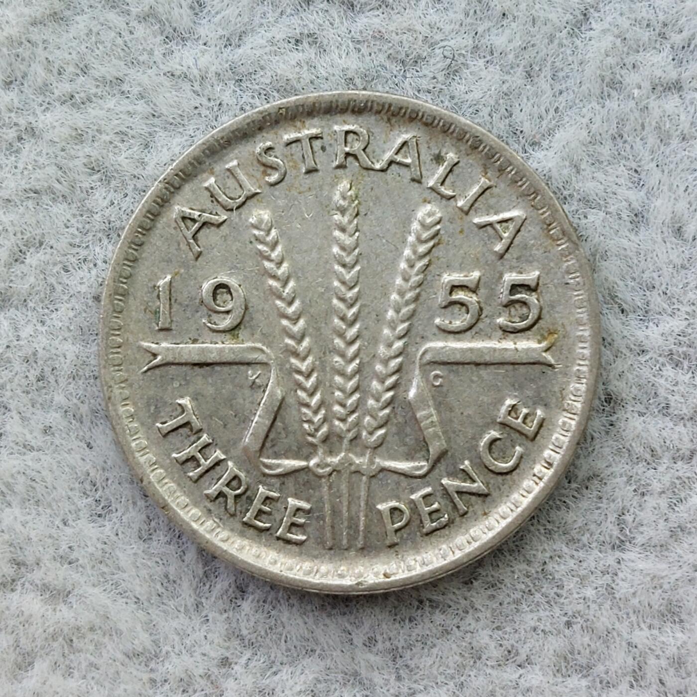 澳大利亚1955年伊丽莎白二世3便士银币