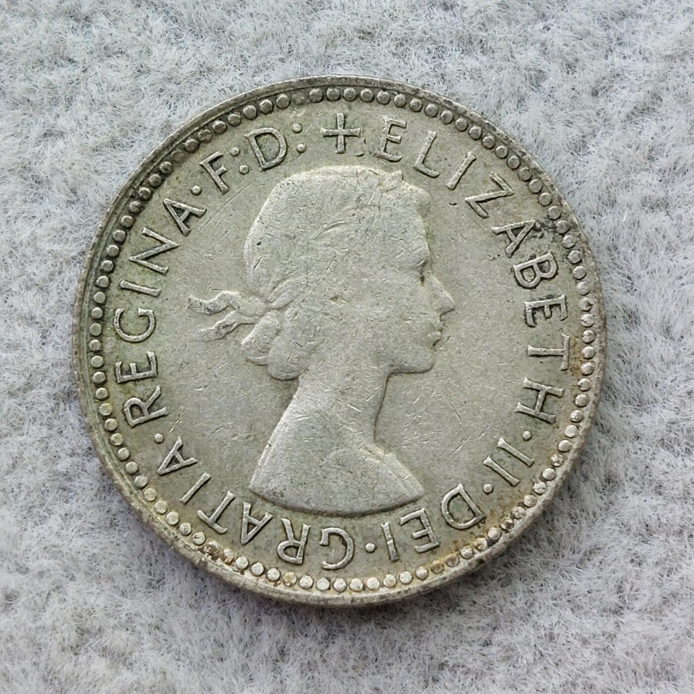澳大利亚1959年伊丽莎白二世6便士银币