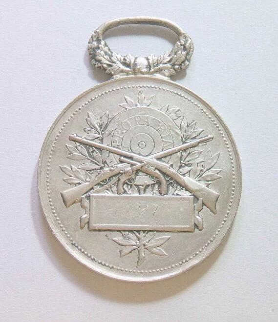 法国1887年 射击节高浮雕精制大银章 40MM 27.5克