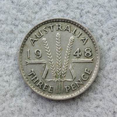 澳大利亚1948年乔治六世3便士银币 - 澳大利亚1948年乔治六世3便士银币