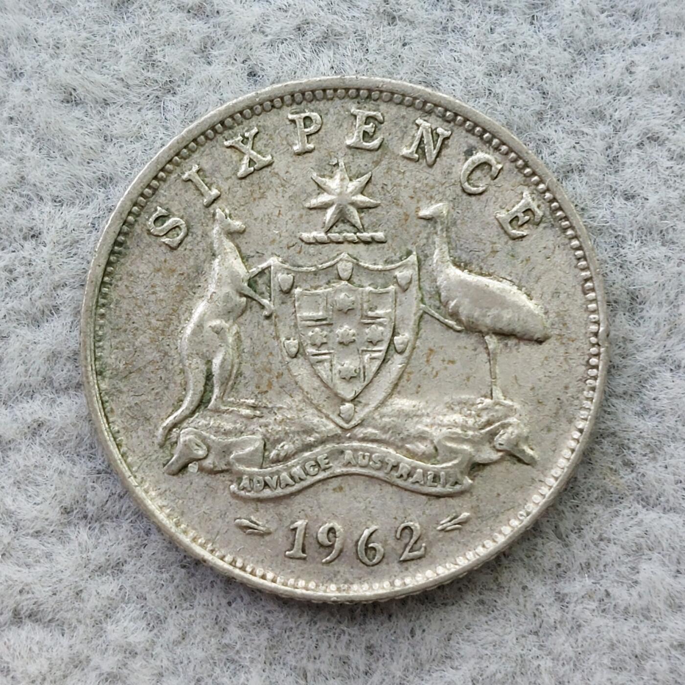 澳大利亚1962年伊丽莎白二世6便士银币