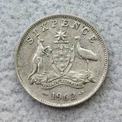 澳大利亚1962年伊丽莎白二世6便士银币 - 澳大利亚1962年伊丽莎白二世6便士银币