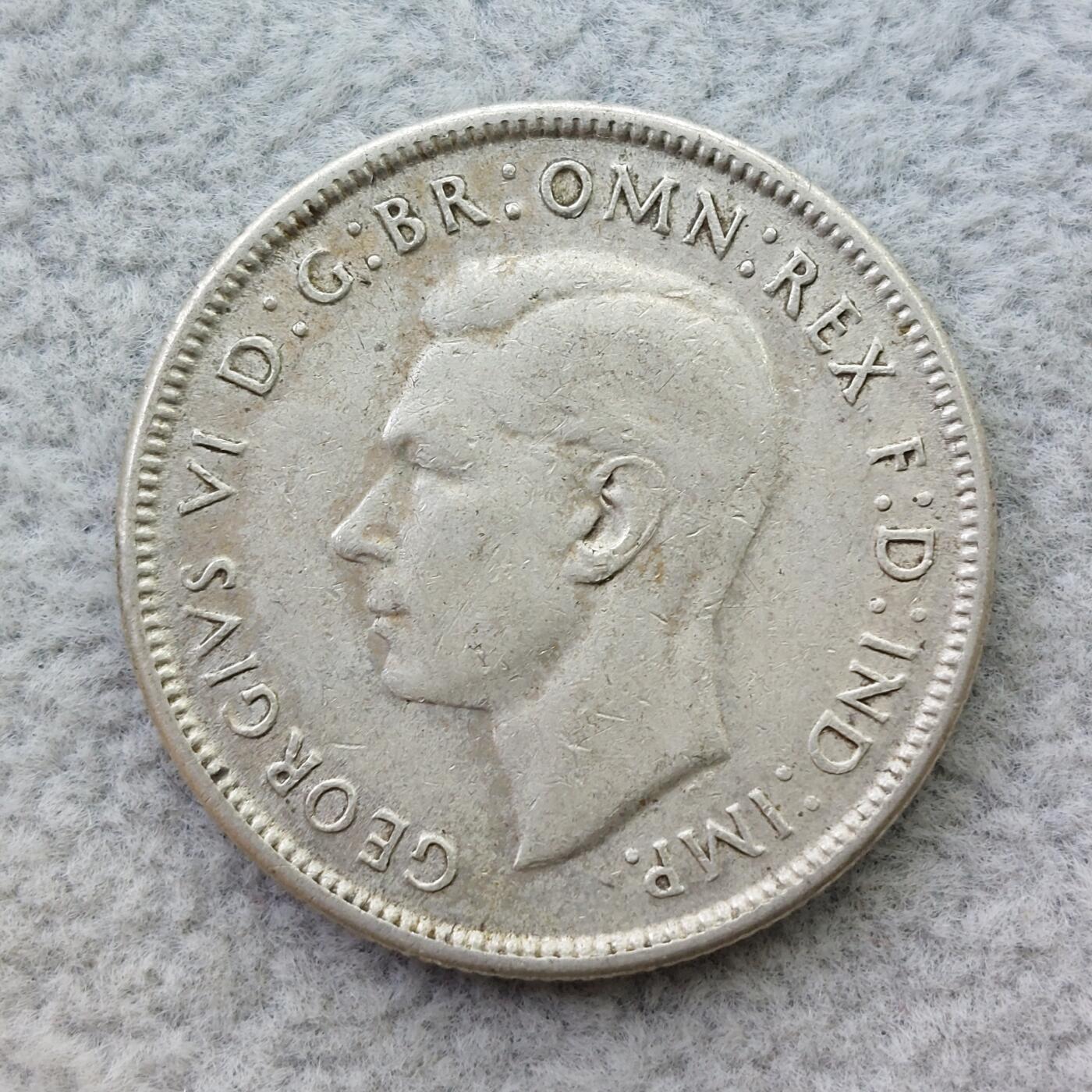 澳大利亚1944年S标乔治六世1佛罗林（2先令）银币