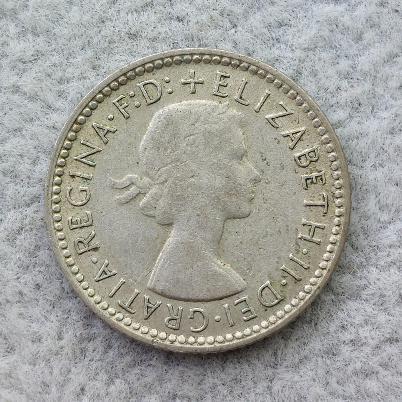 澳大利亚1958年伊丽莎白二世6便士银币