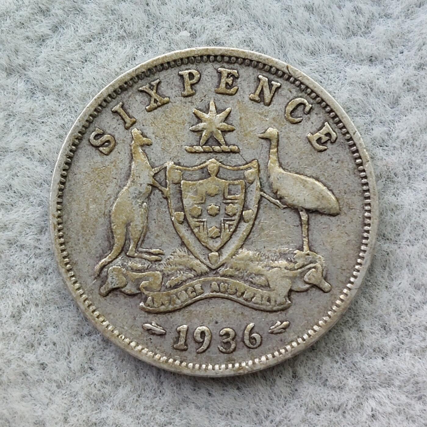 澳大利亚1936年乔治五世6便士银币
