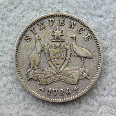 澳大利亚1936年乔治五世6便士银币 - 澳大利亚1936年乔治五世6便士银币