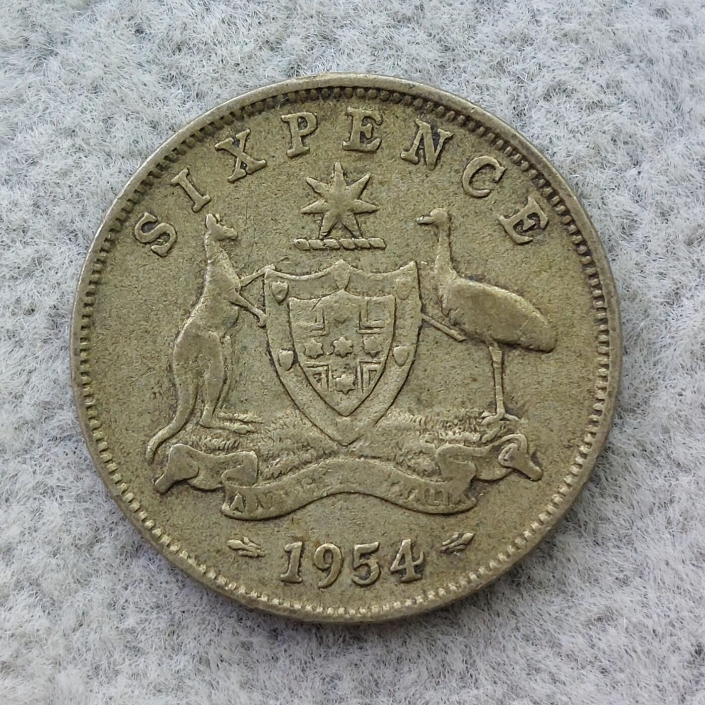 澳大利亚1954年伊丽莎白二世6便士银币