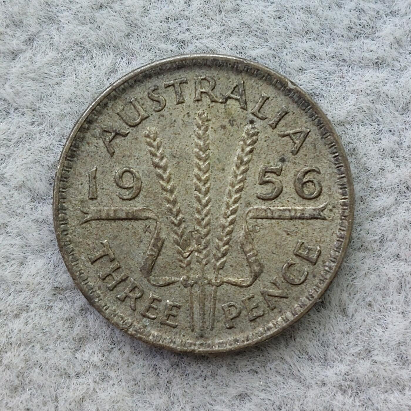 澳大利亚1956年伊丽莎白二世3便士银币
