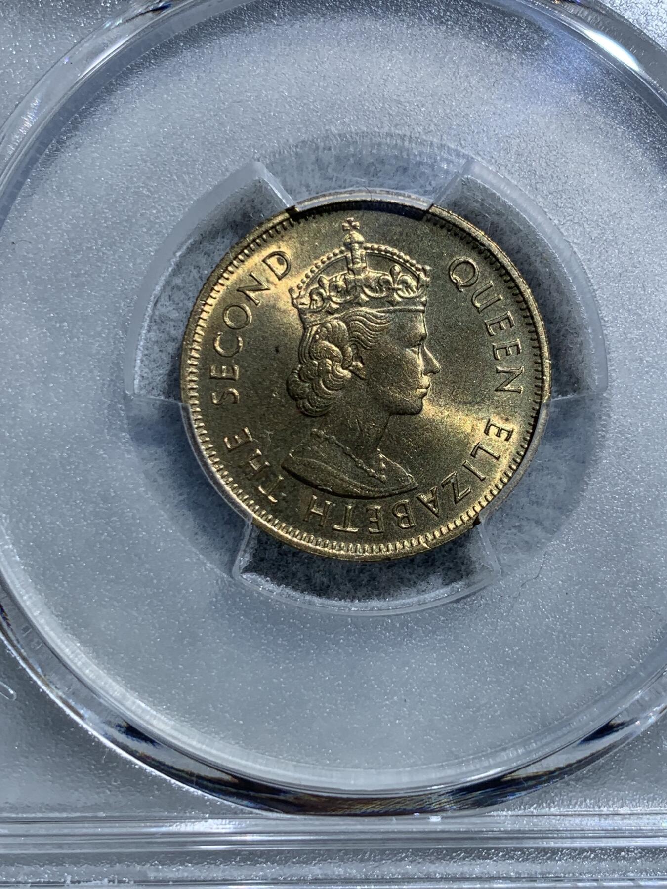 《竞宝斋》第328场 周日，周一，周二 3场连拍 （全场包邮） PCGS MS65 香港1980年小一毫 卷拆送评 两面转光 可藏品相