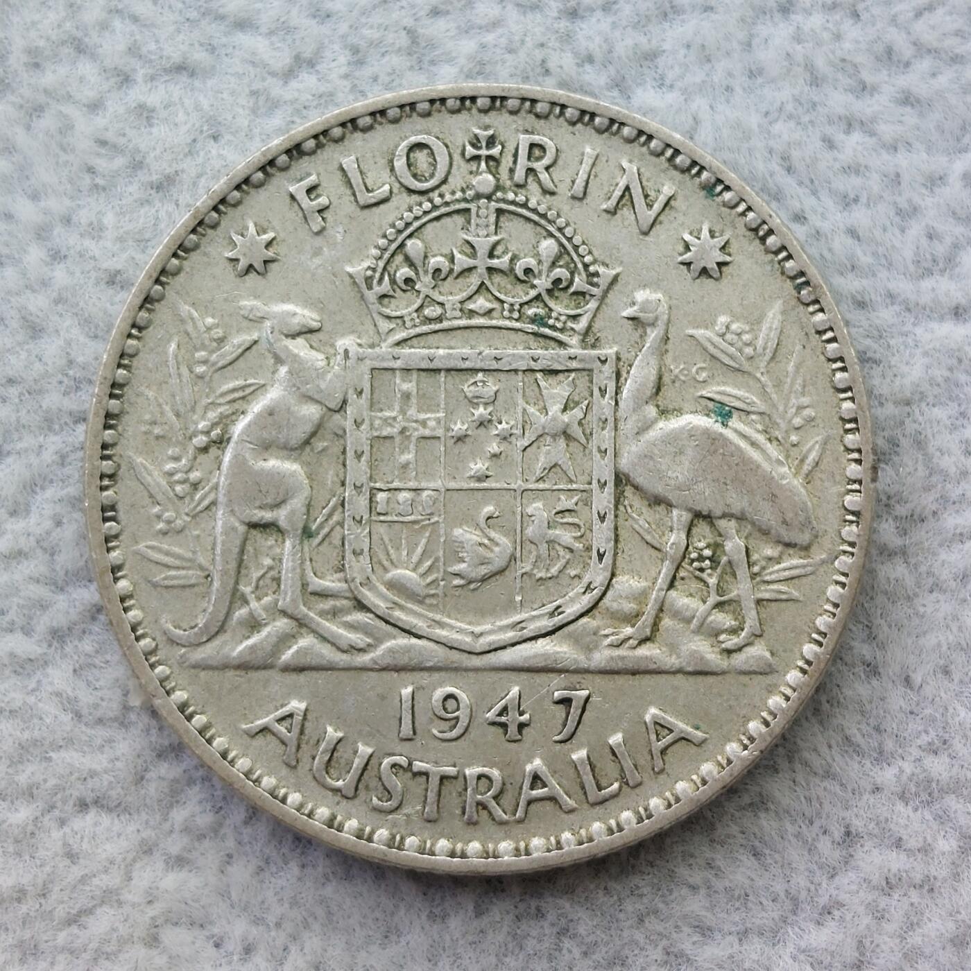 澳大利亚1947年乔治六世1佛罗林（2先令）银币