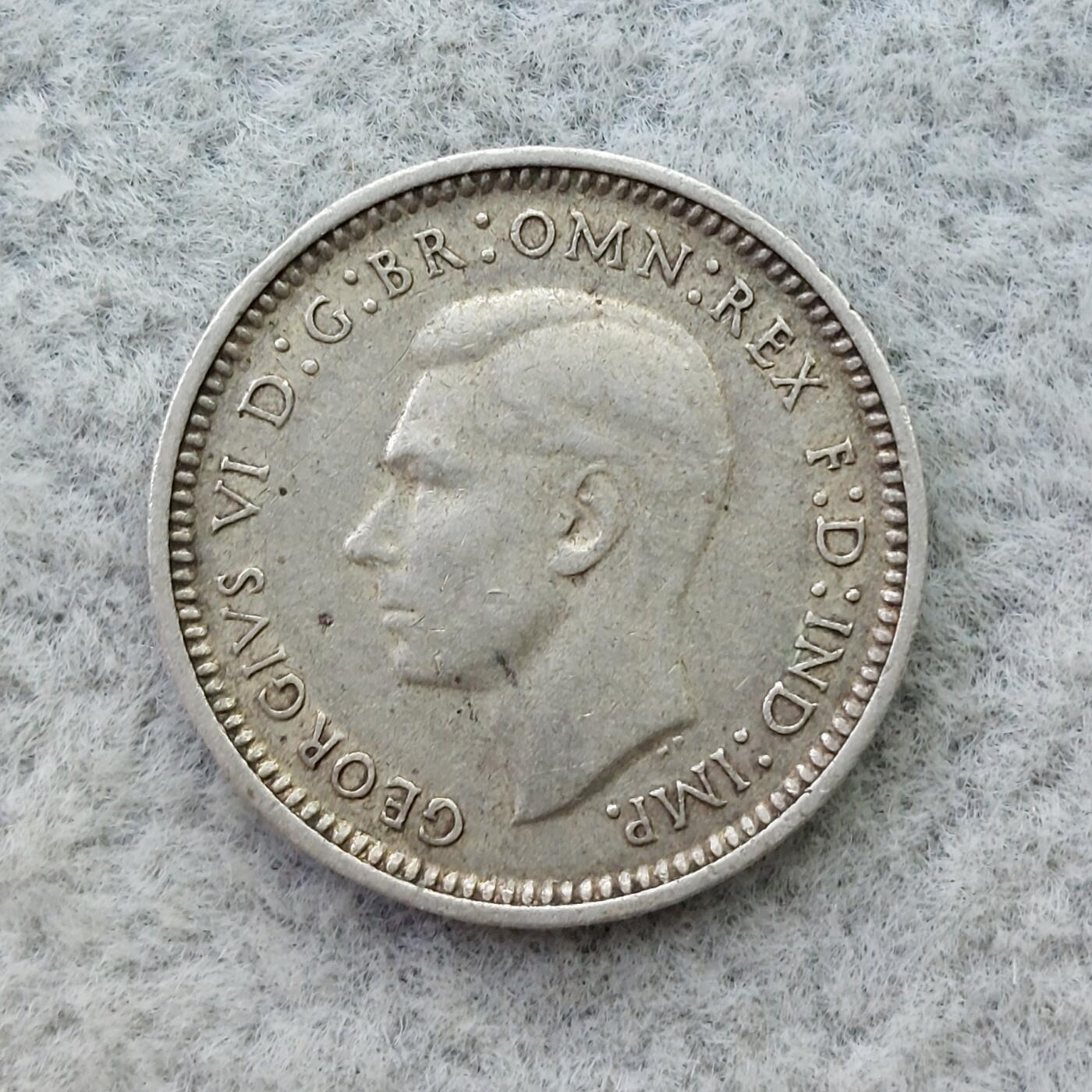 澳大利亚1942年D标乔治六世3便士银币