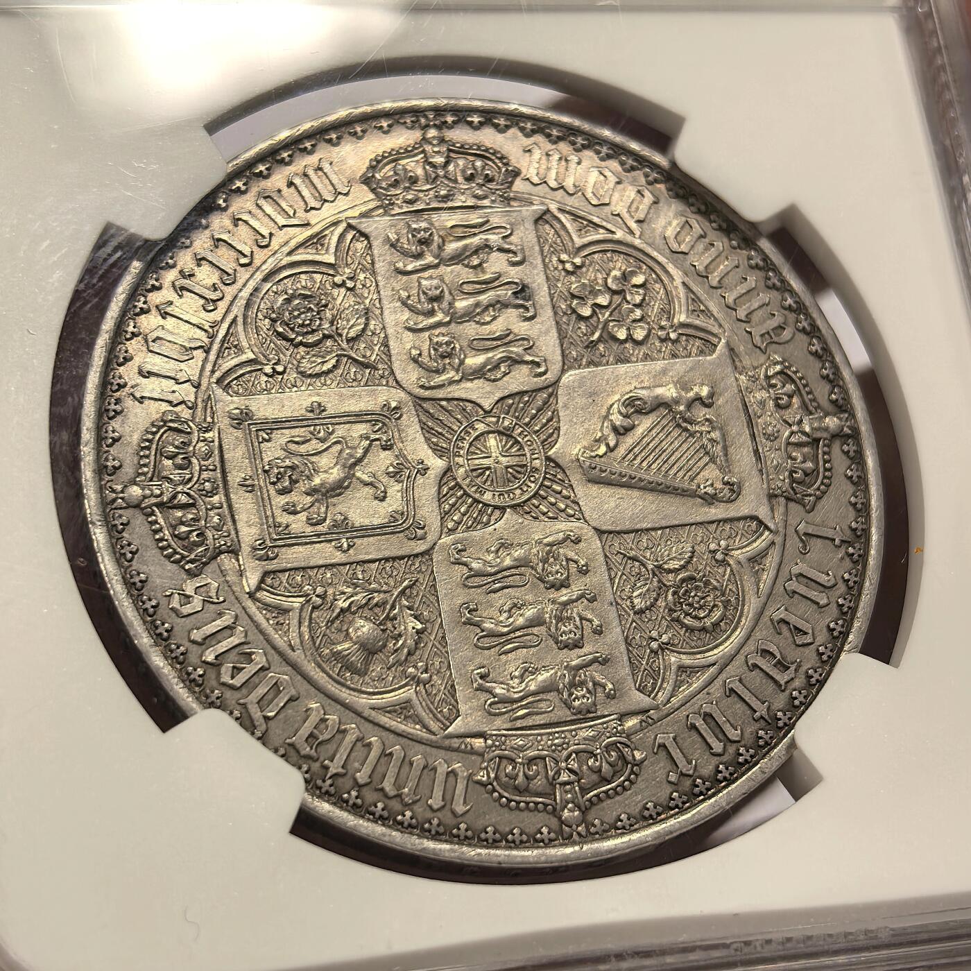 博洋堂“瑰宝之夜”第100期盛典专场（全场顺丰包邮） NGC PF58 英国1847年哥特克朗 名誉品 钱币中的“蒙娜丽莎” 底板干净 打制清晰 状态舒服