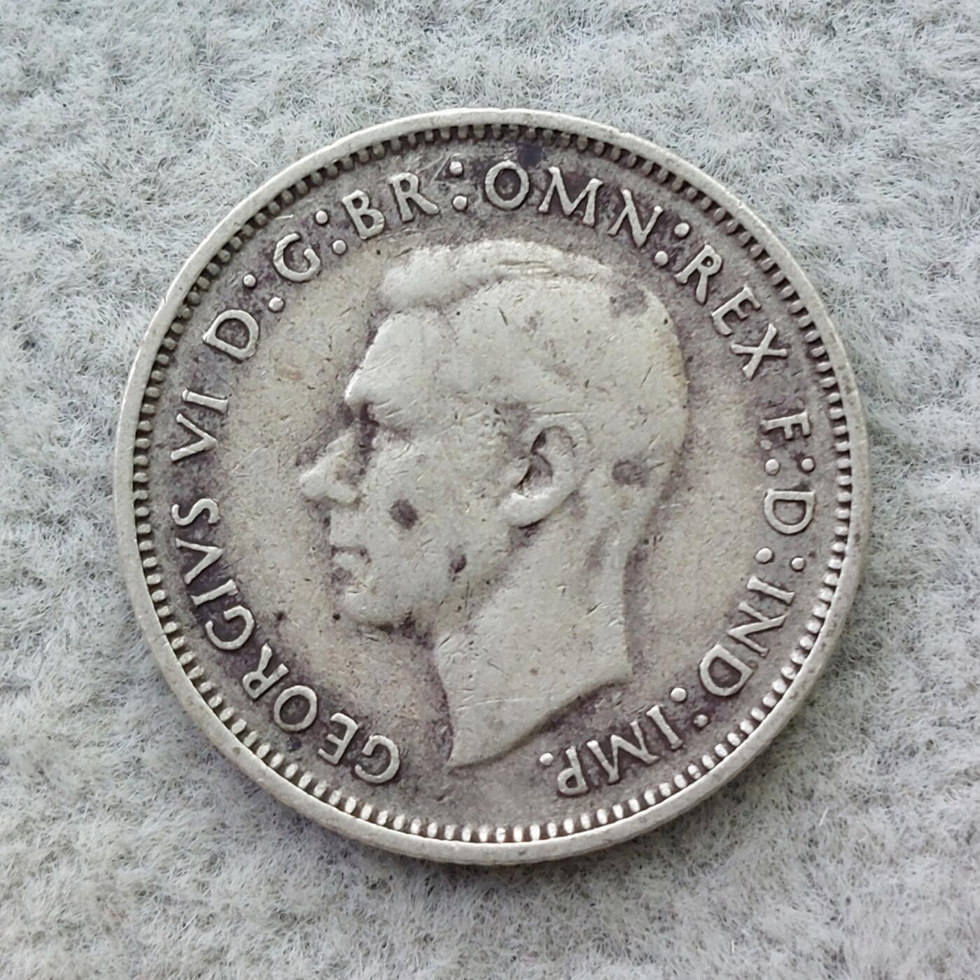 澳大利亚1942年乔治六世6便士银币