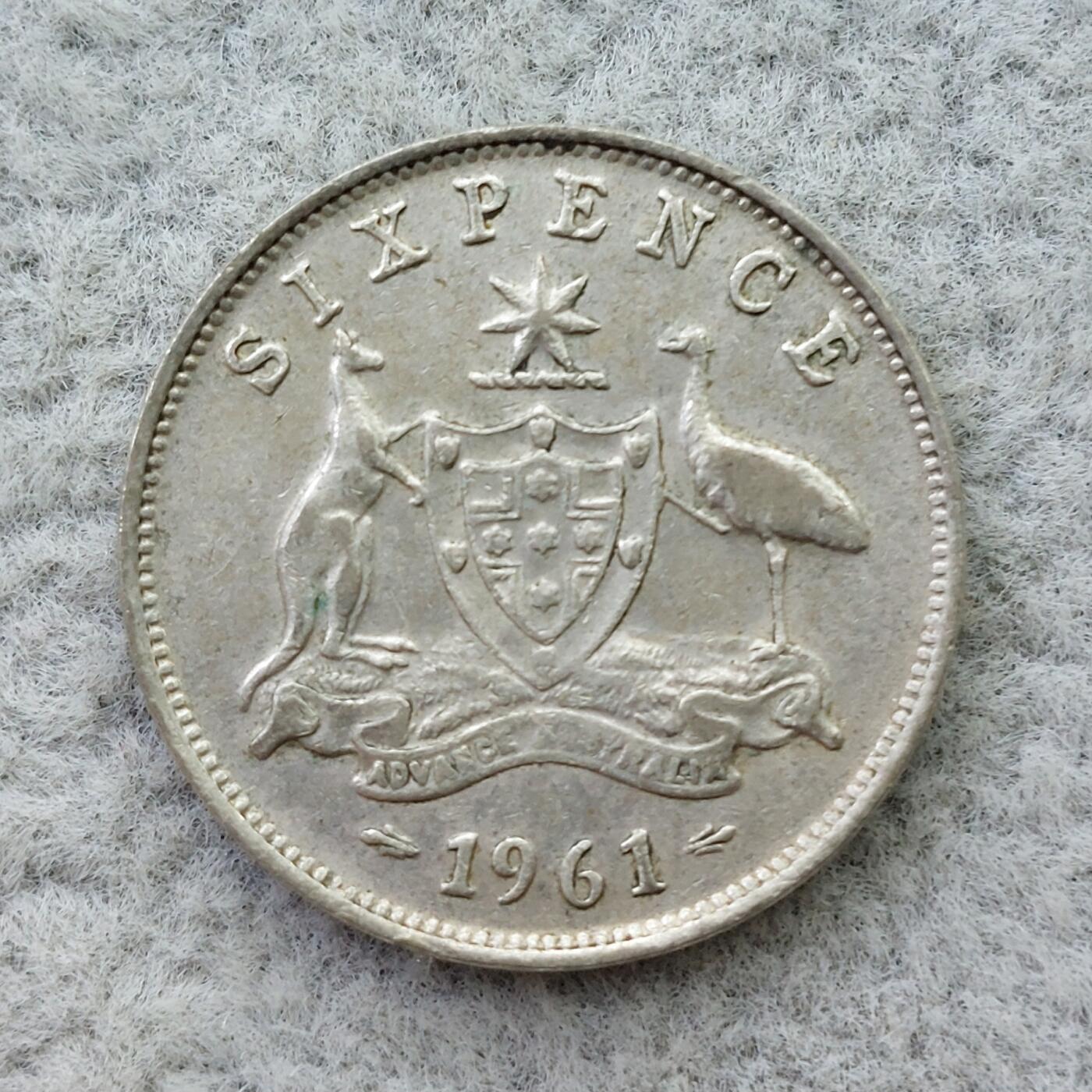 澳大利亚1961年伊丽莎白二世6便士银币