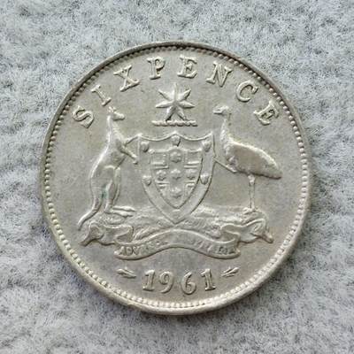 澳大利亚1961年伊丽莎白二世6便士银币 - 澳大利亚1961年伊丽莎白二世6便士银币