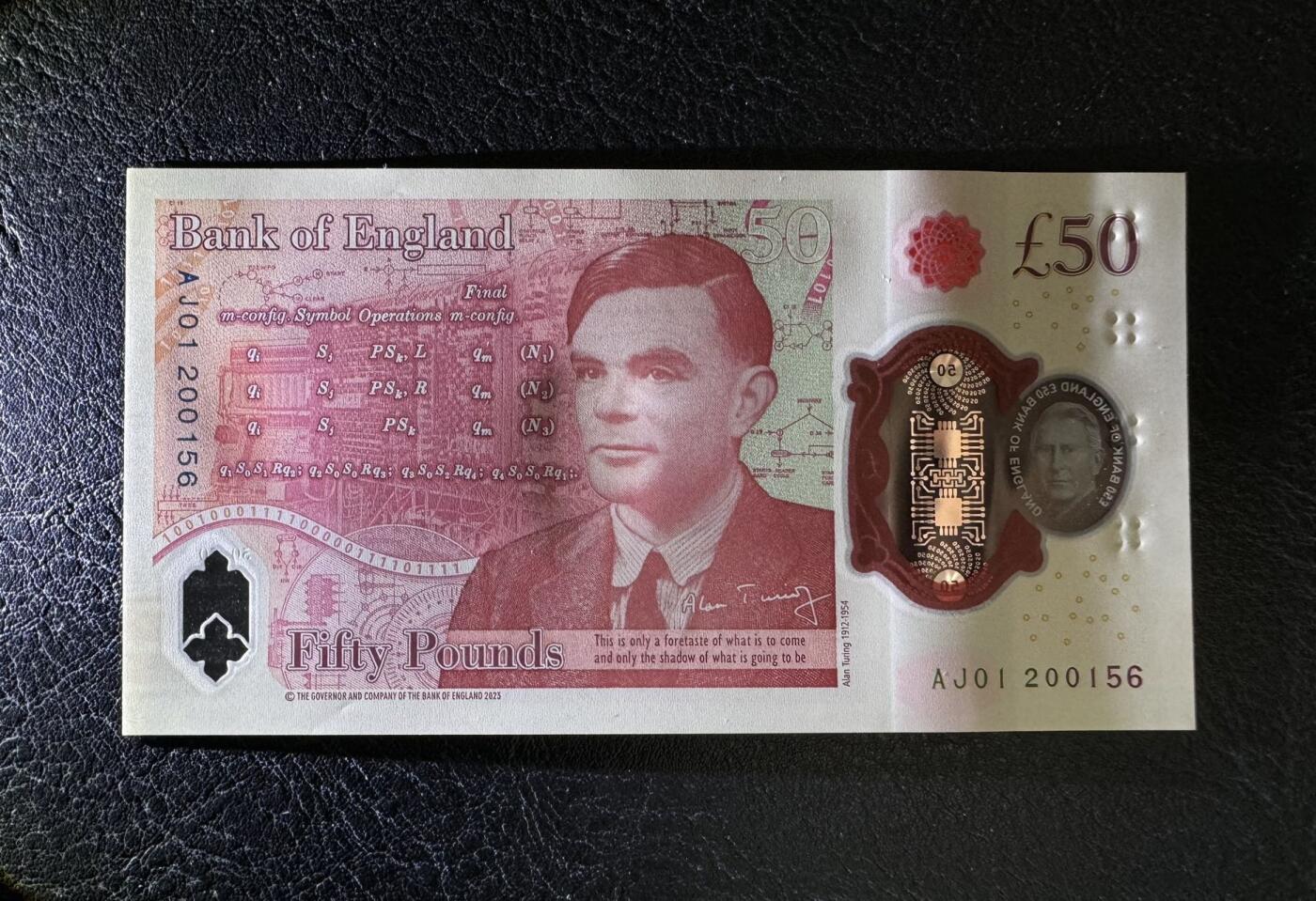 收藏联盟Quantum Auction 第393期拍卖  英国2024年50镑 品相UNC AJ01冠 号码无347  查理三世国王