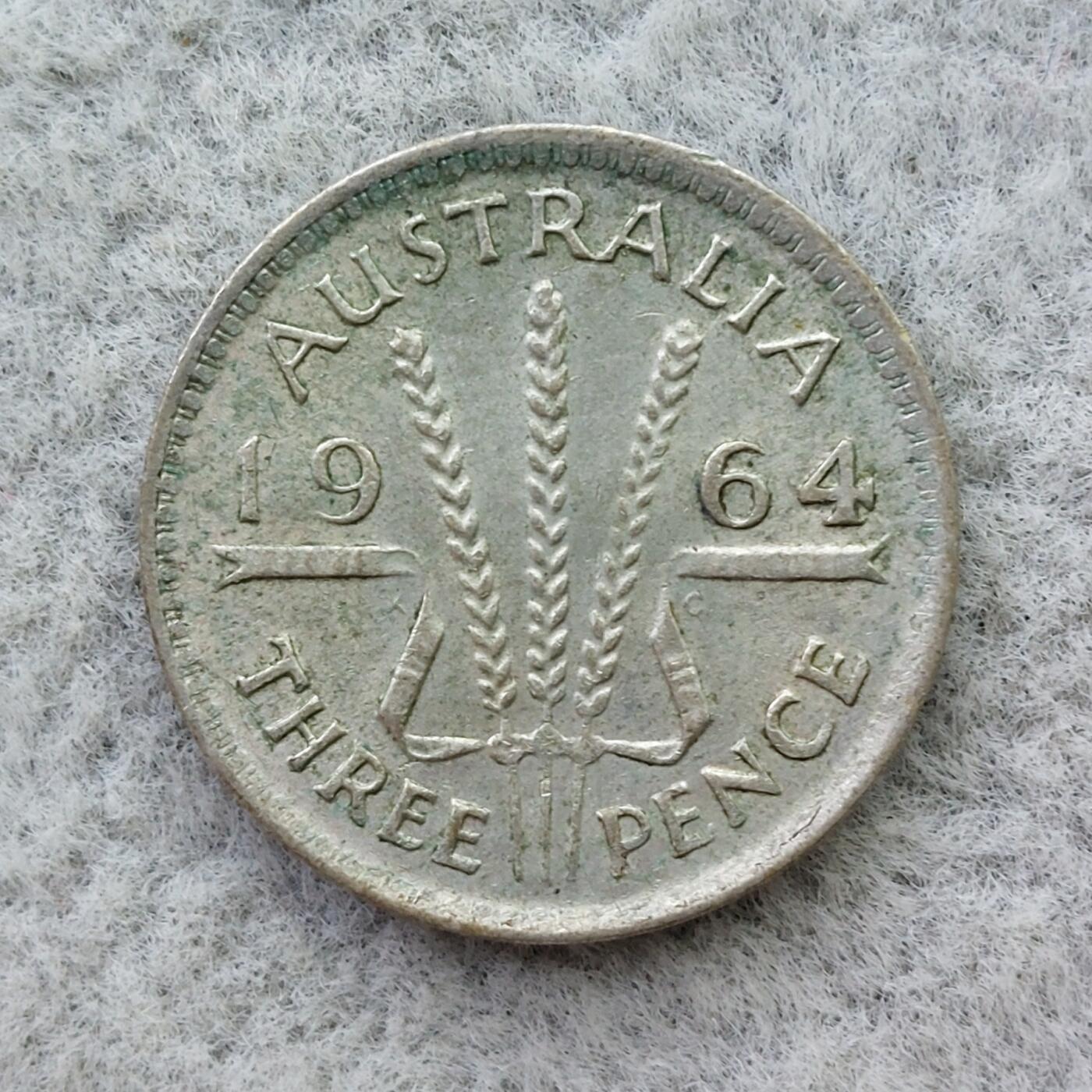 澳大利亚1964年伊丽莎白二世3便士银币