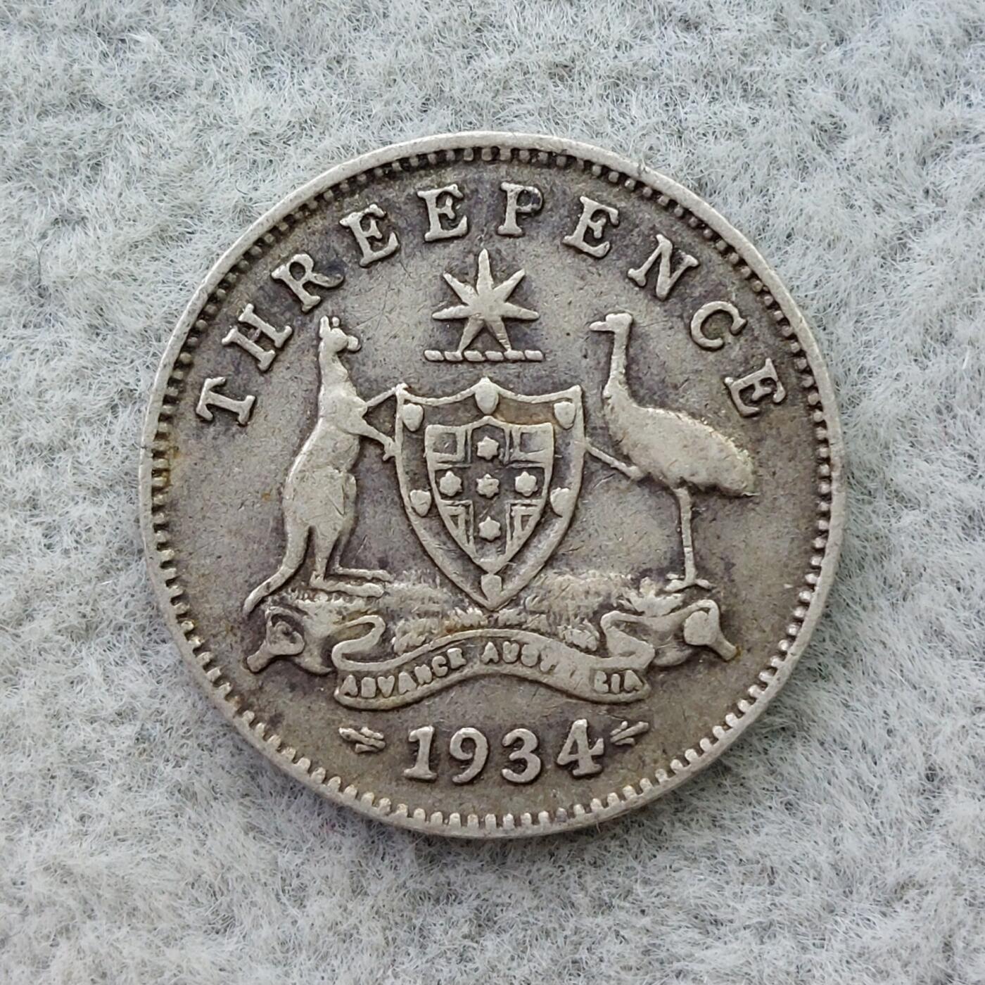 澳大利亚1934年乔治五世3便士银币