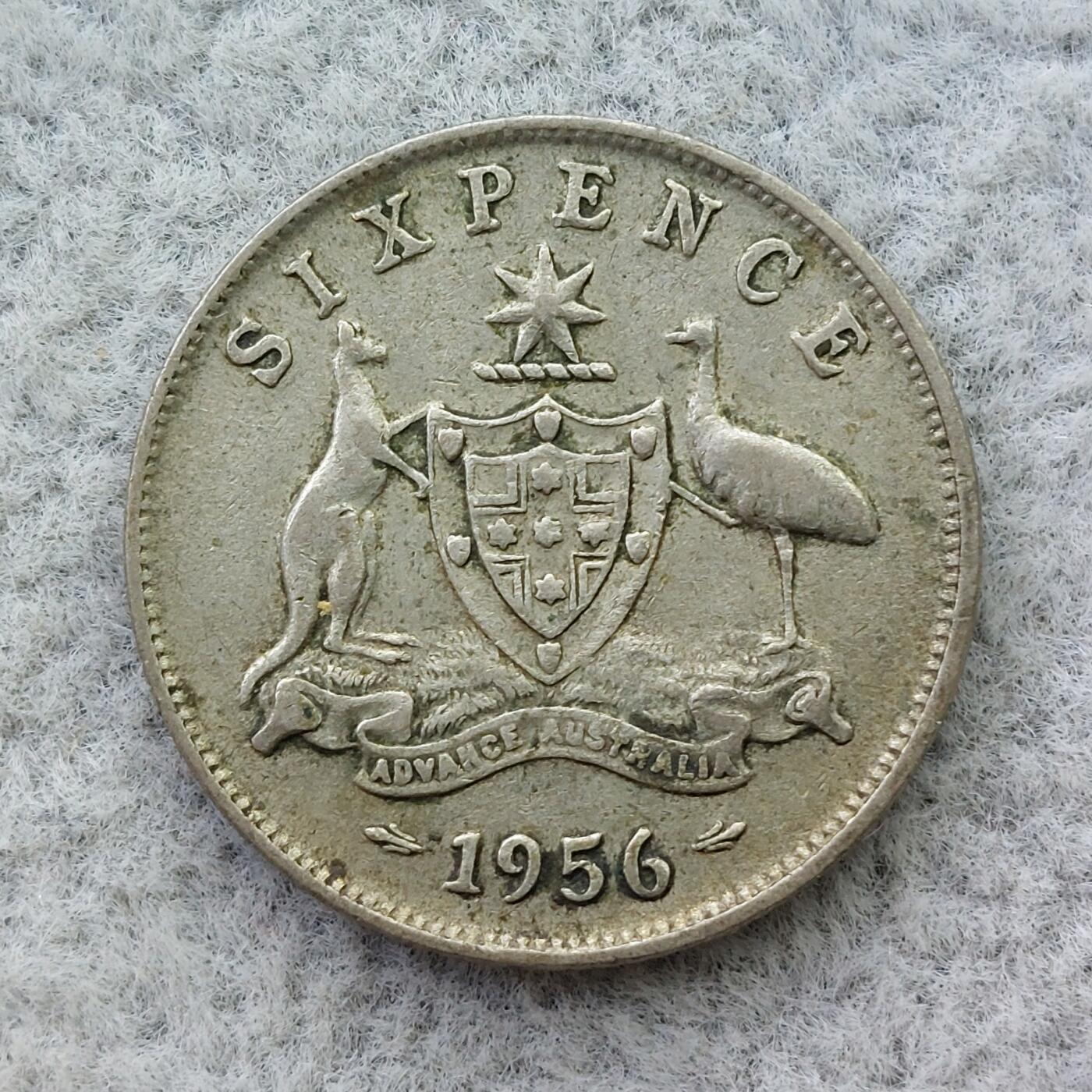 澳大利亚1956年伊丽莎白二世6便士银币