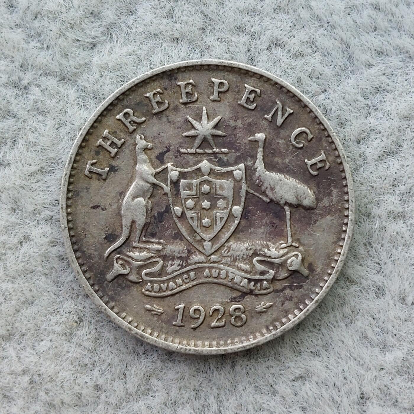 澳大利亚1928年乔治五世3便士银币