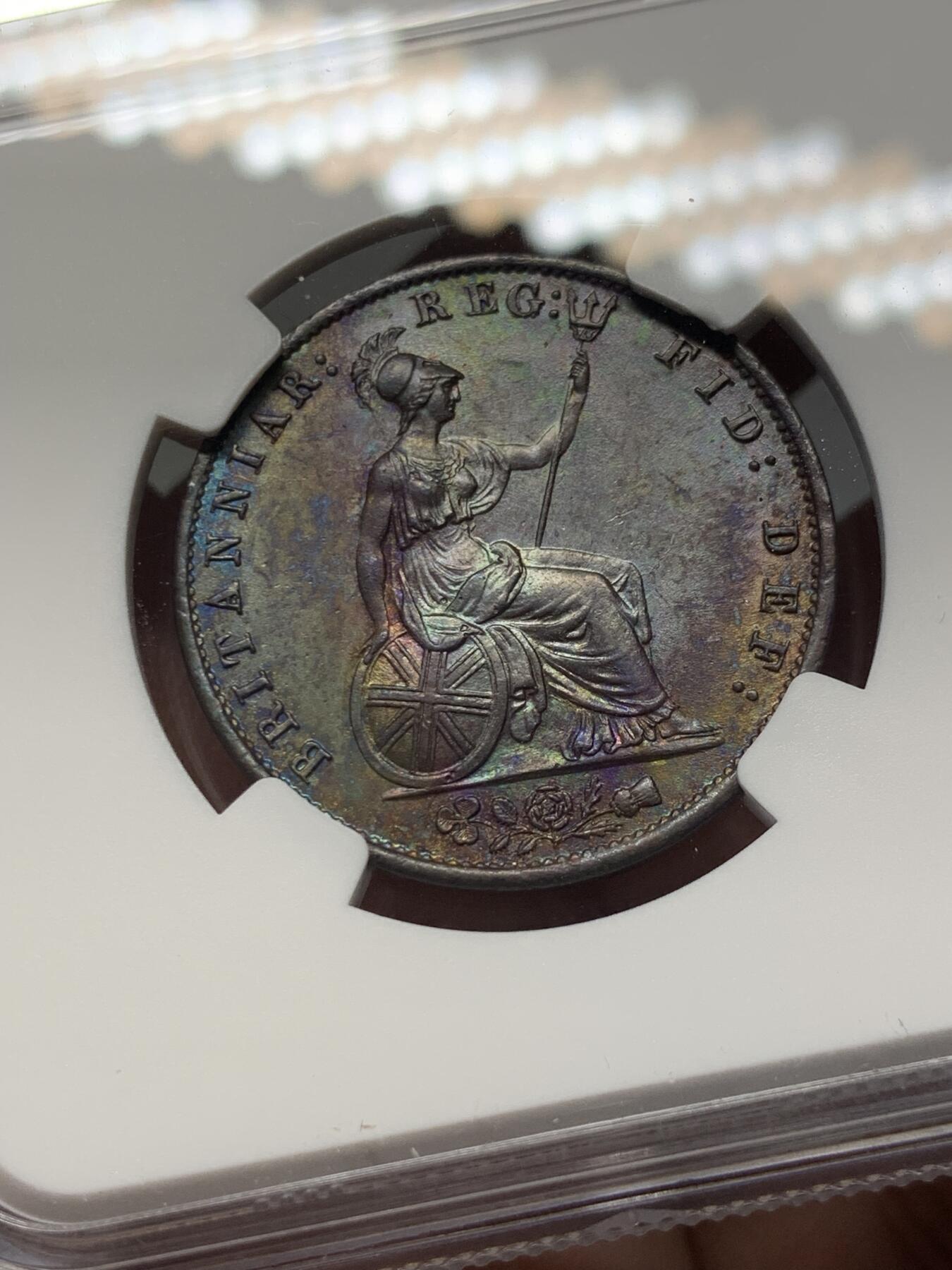 《竞宝斋》第328场 周日，周一，周二 3场连拍 （全场包邮） NGC MS62BN 英国1855年维多利亚1/2便士铜币（经典的青年维多利亚头像，小维爱好者的必备藏品）