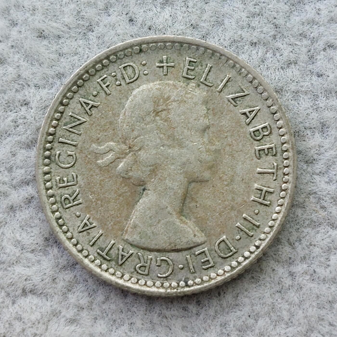 澳大利亚1962年伊丽莎白二世6便士银币