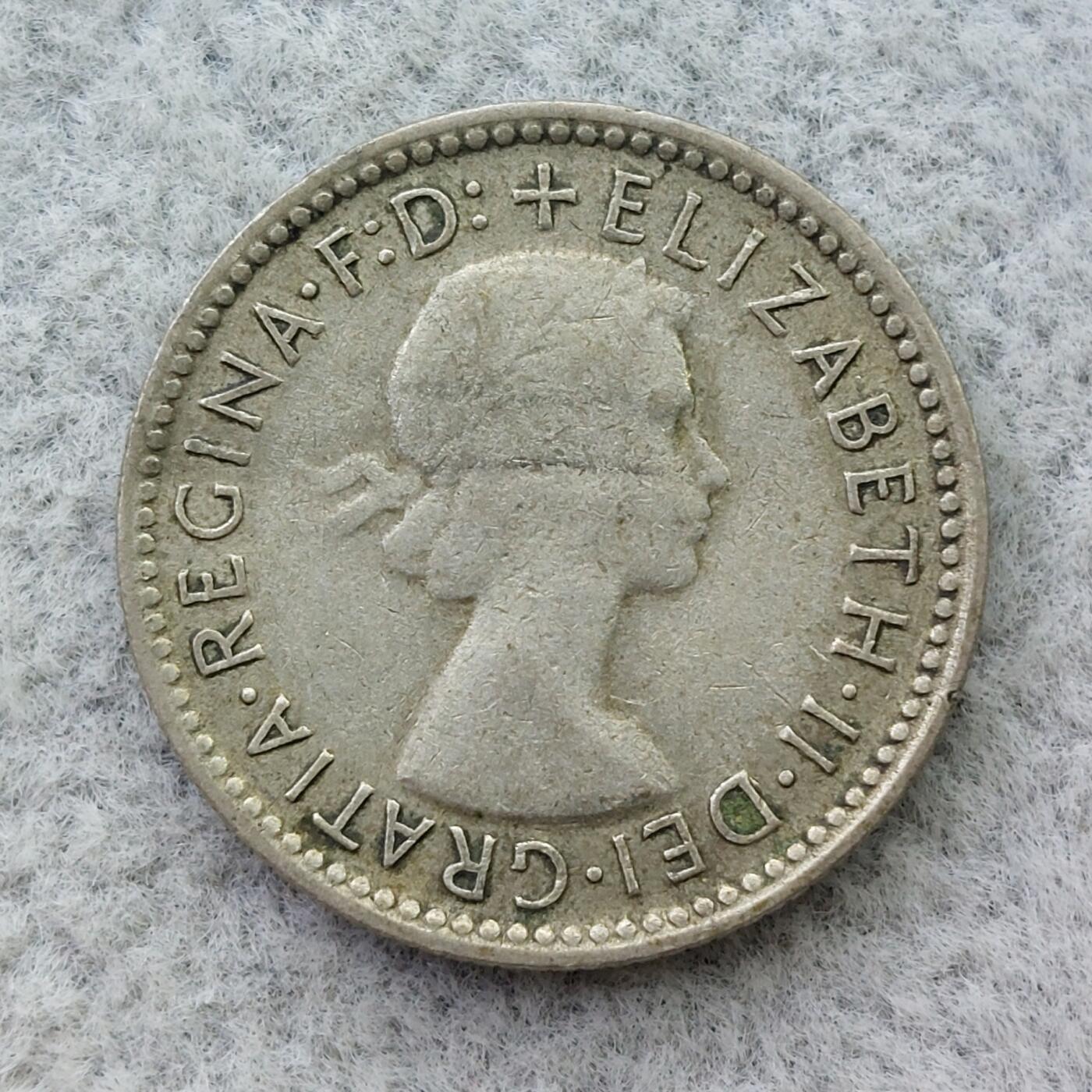 澳大利亚1956年伊丽莎白二世6便士银币