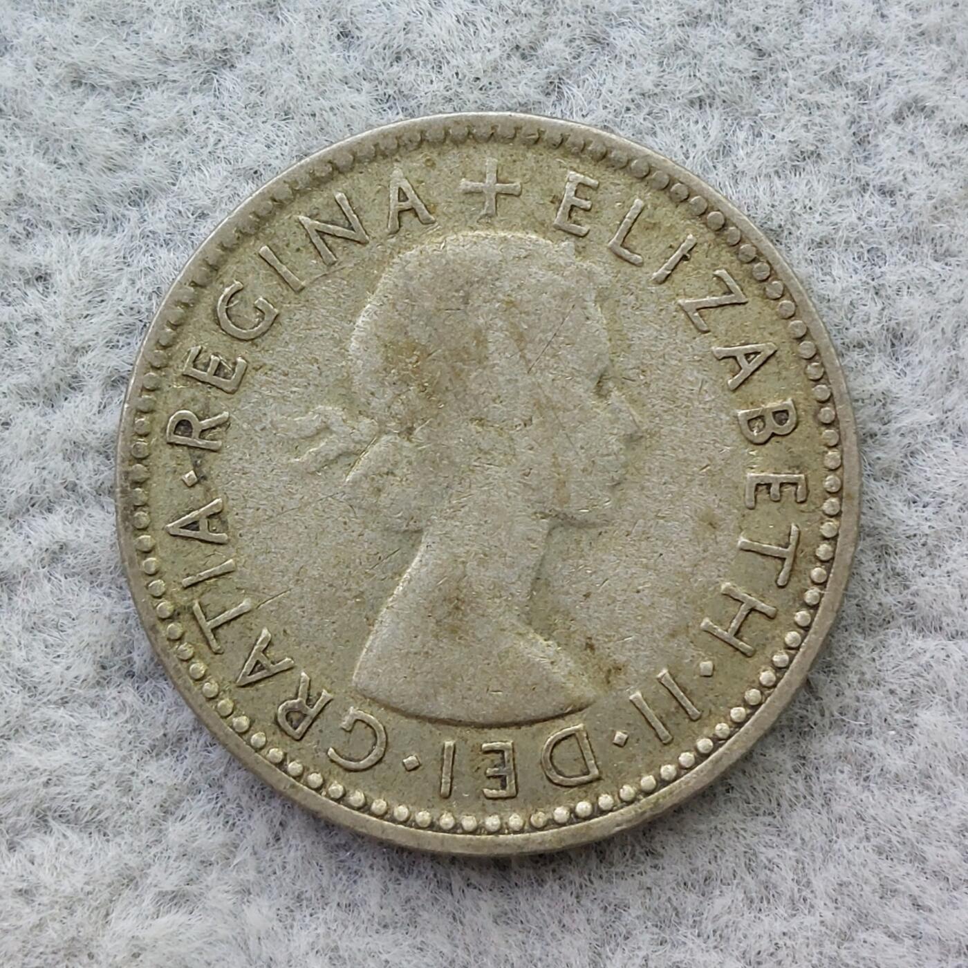 澳大利亚1954年伊丽莎白二世6便士银币