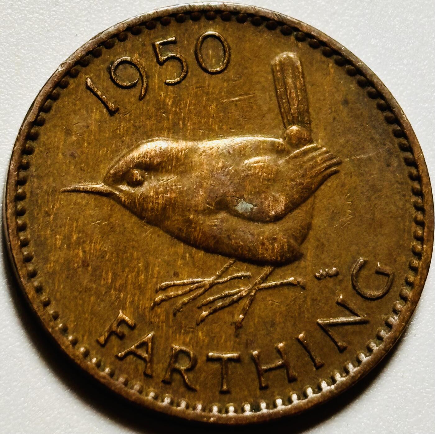 文馨钱币收藏第187 场 巧克力美品 1950 年英国乔6 版法新铜币