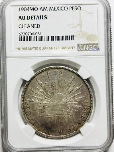 文馨钱币收藏第187 场 - 1904 年墨西哥鹰洋 NGC 评级 AUD