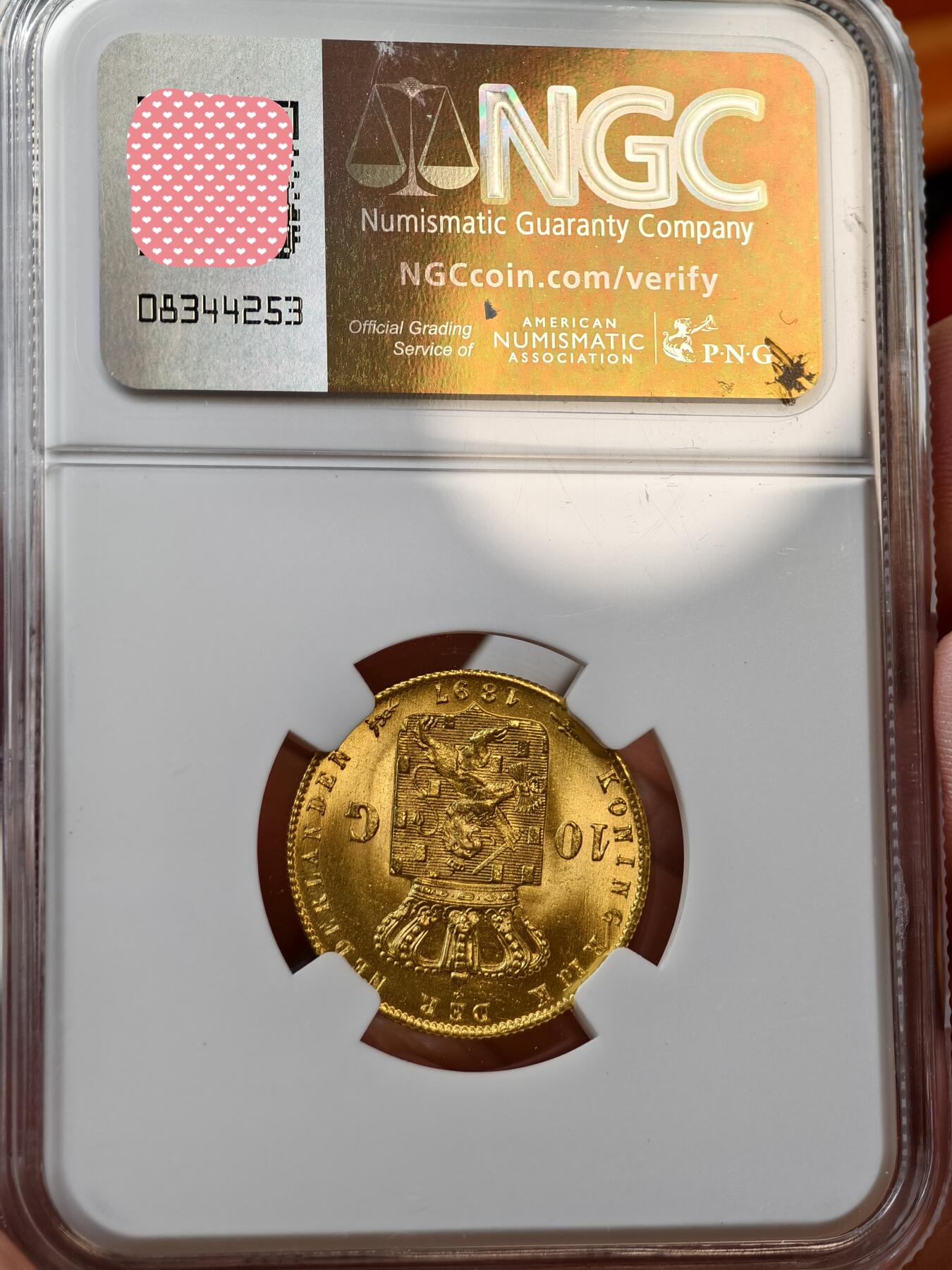 MGC-MS65荷兰1897年威廉明娜女王10盾金币金萝莉萝莉金