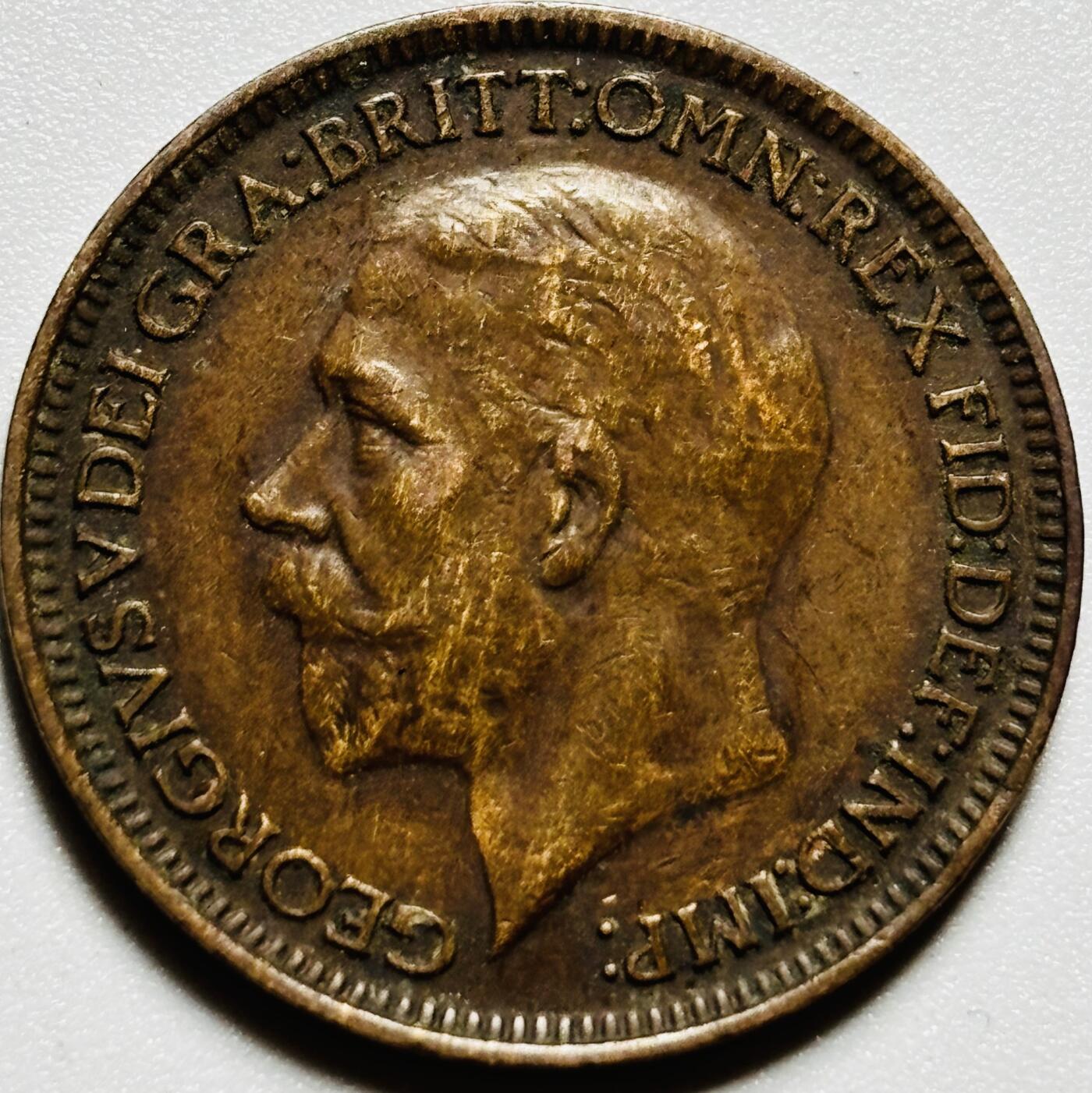 文馨钱币收藏第187 场 巧克力美品 1931 年英国乔五版法新古铜币