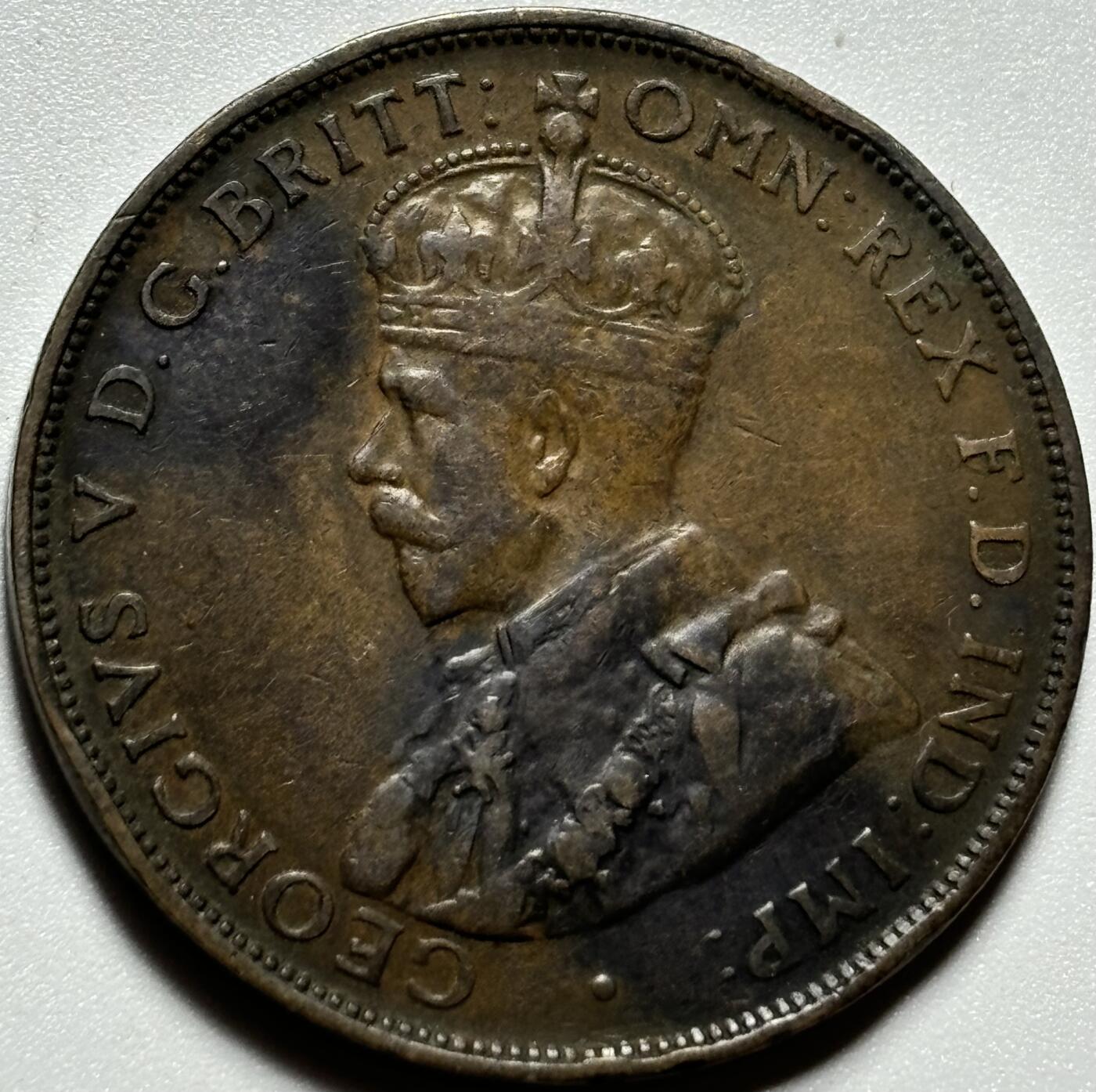 文馨钱币收藏第187 场 1924 年英属澳大利亚 1 便士，乔五版