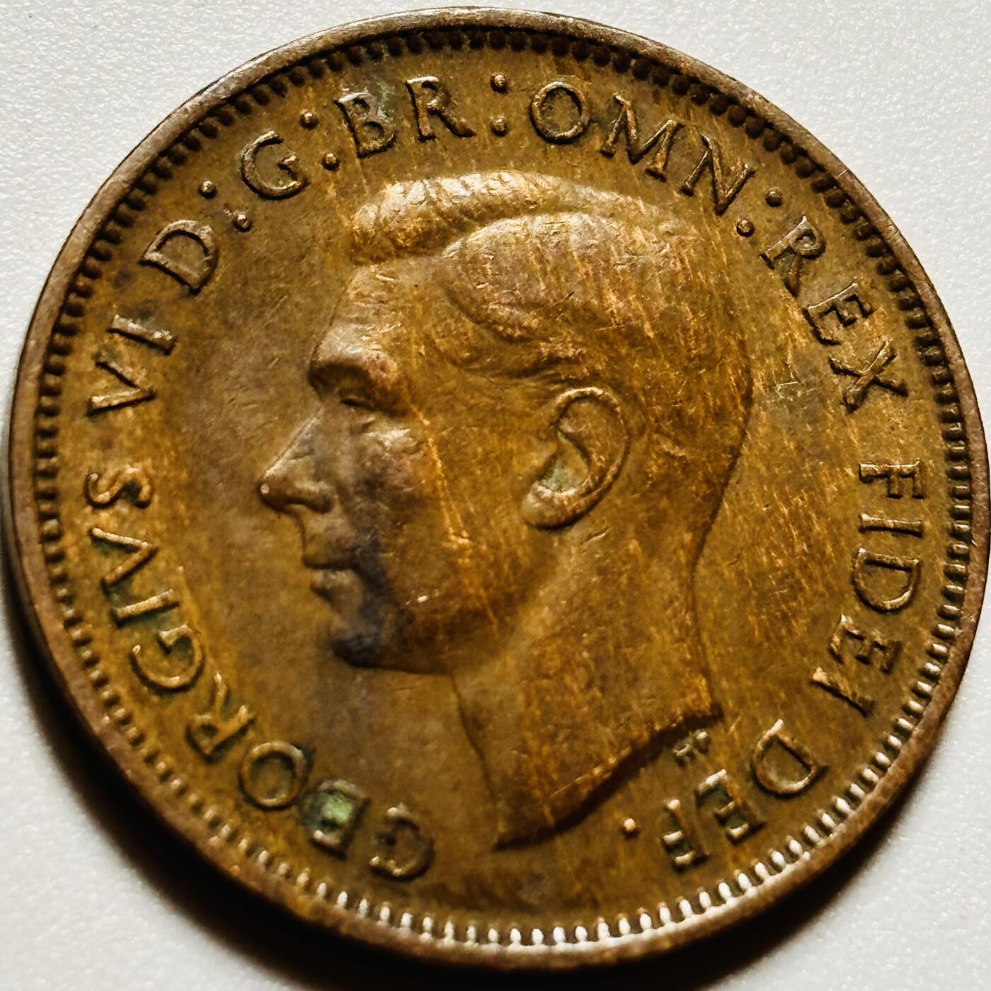 文馨钱币收藏第187 场 巧克力美品 1950 年英国乔6 版法新铜币