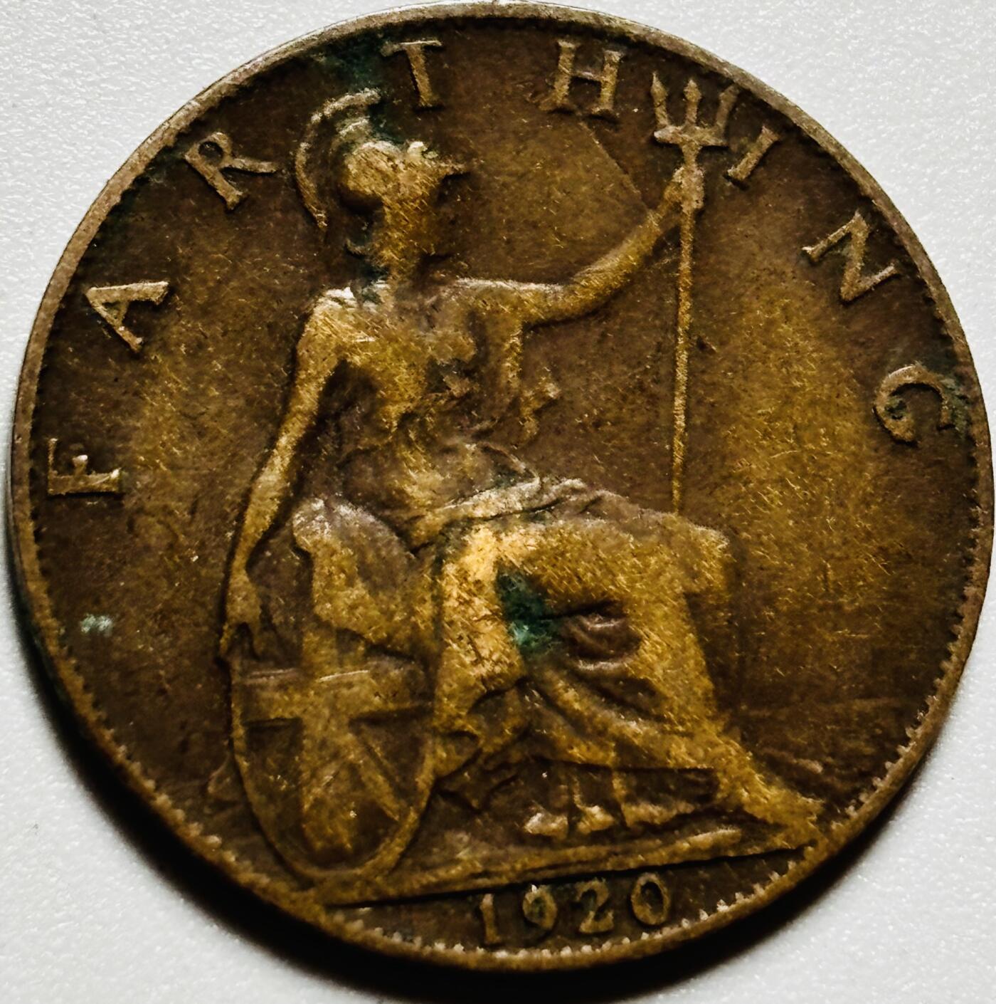 文馨钱币收藏第187 场  1920 年英国乔五版法新古铜币