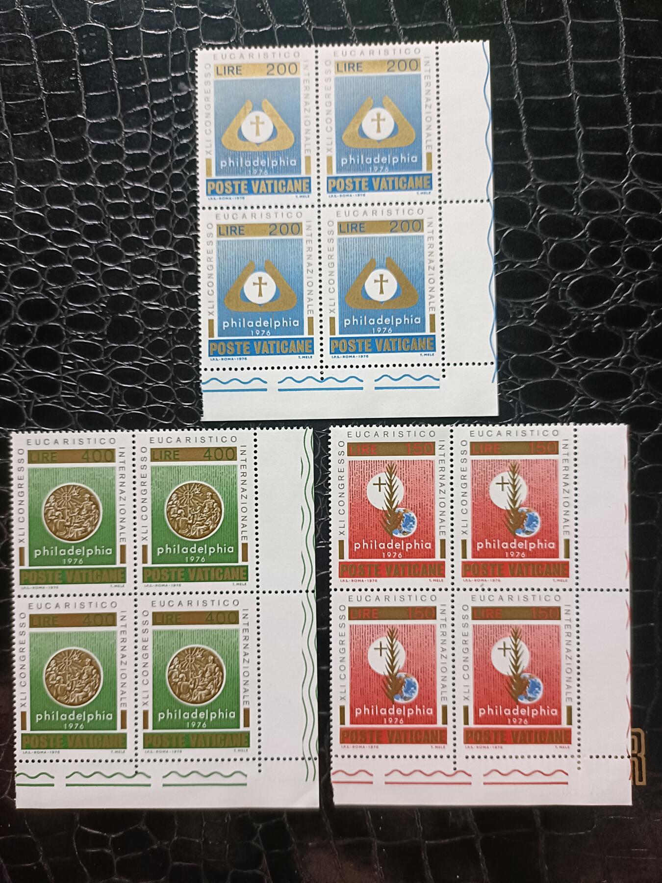 77外国邮票 梵蒂冈1976圣餐大会3全 新票 可选四方联