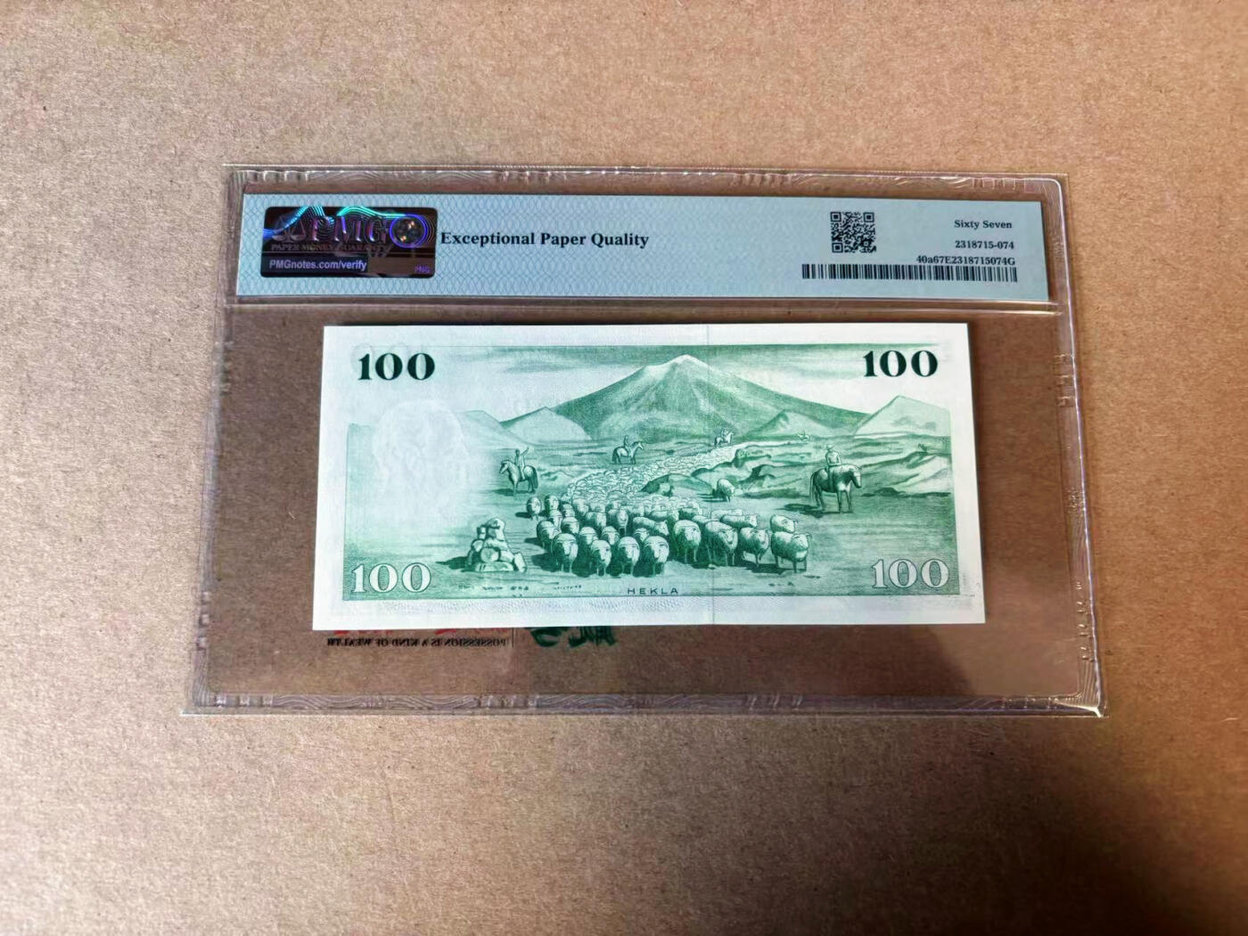 【Blue Auction】✨世界纸币精拍第582期【精】 冰岛 1957年100克朗 BWC出品 PMG67EPQ 高分