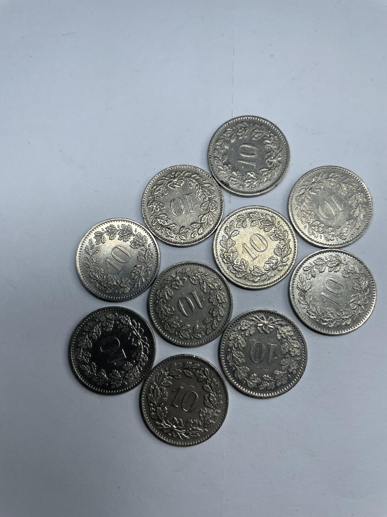 每日一拍，2024年集古藏今外币拍卖第十八期-第2场—（总第172拍），可以寄存60天，满160元包邮。 瑞士10生丁10枚