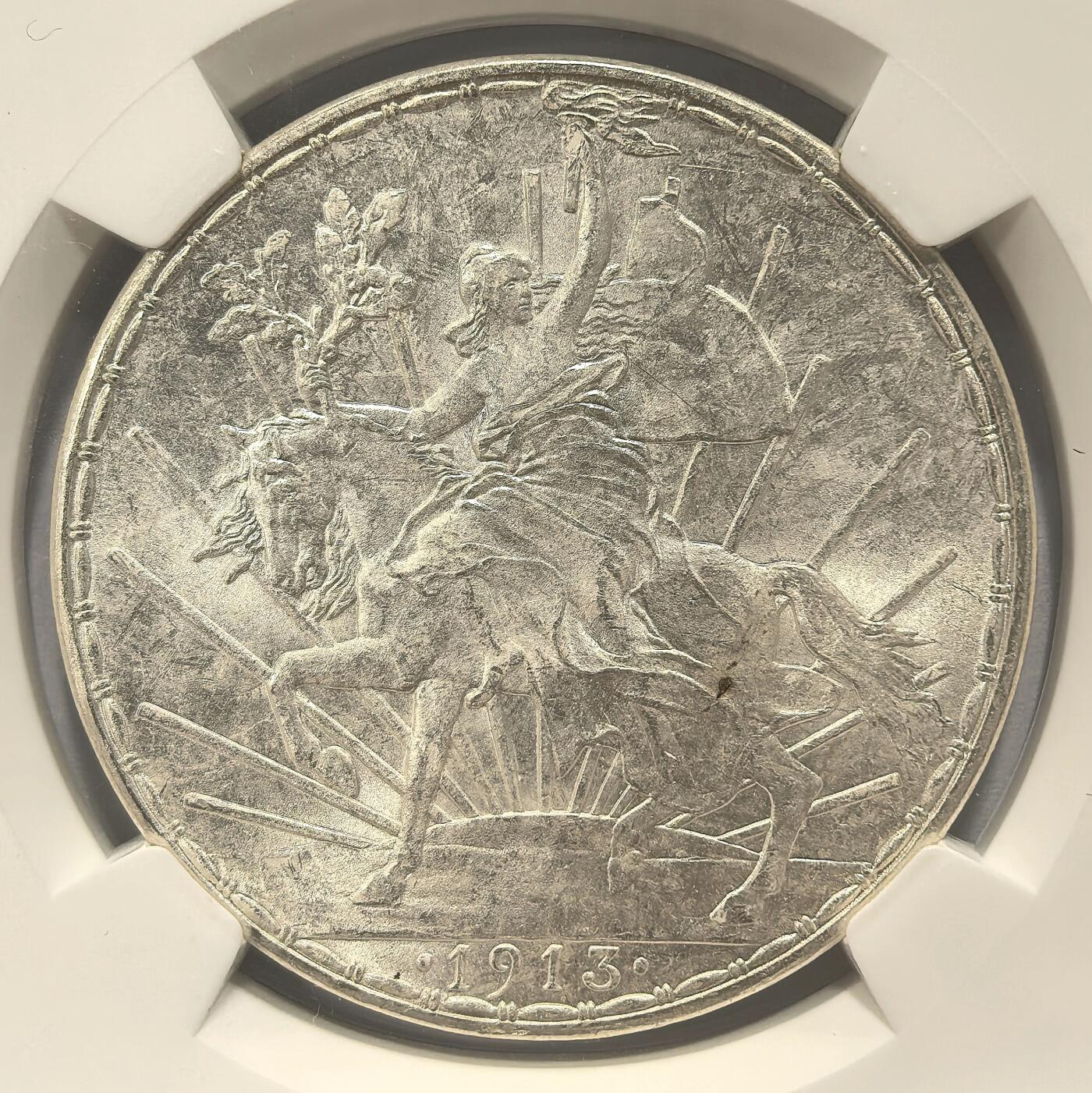 博洋堂世界钱币拍卖第102期（全场包邮） NGC MS64 墨西哥1913年女神骑马鹰洋1比索大银币，经典品种，63以上高分目前已经各大拍卖会难觅