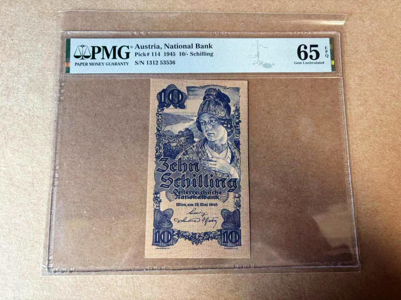 【Blue Auction】✨世界纸币精拍第582期【精】 【无47】奥地利 1945年10先令 PMG65EPQ 大壳子