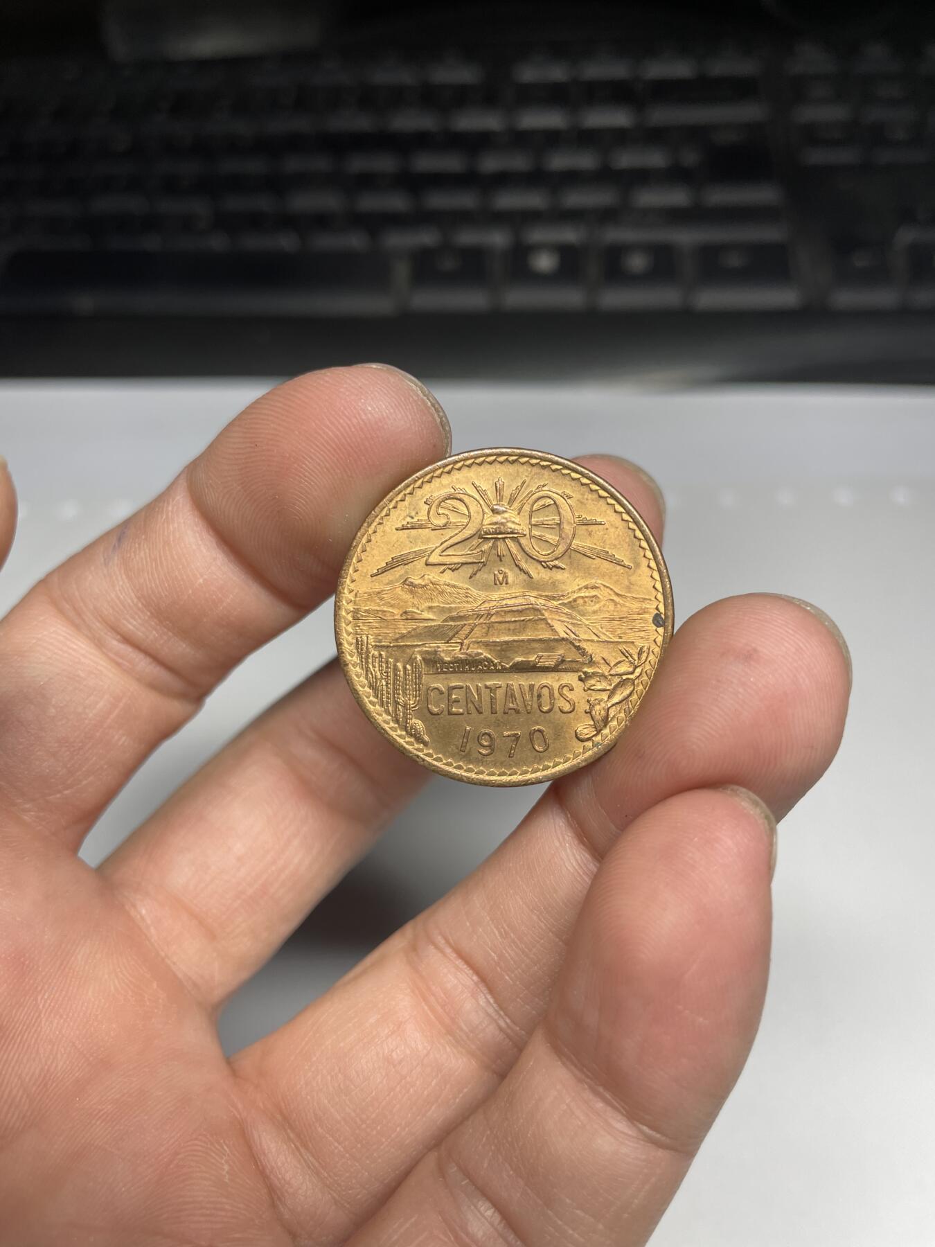 每日一拍，2024年集古藏今外币拍卖第十八期-第2场—（总第172拍），可以寄存60天，满160元包邮。 带光1970年墨西哥20分