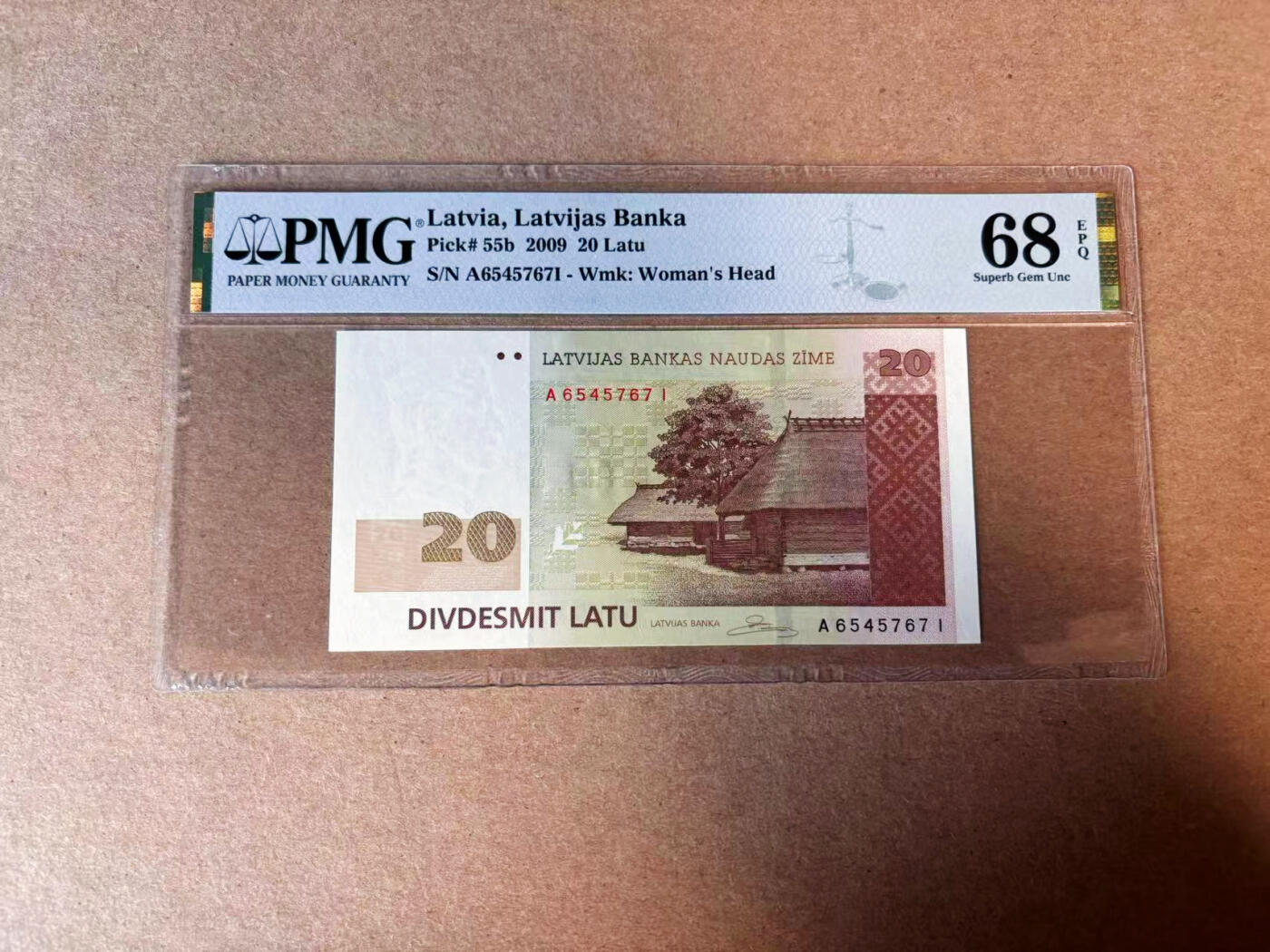 【Blue Auction】✨世界纸币精拍第582期【精】 拉脱维亚 2009年20拉图 PMG68EPQ超高分